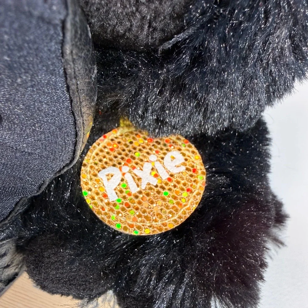 Justice Pixie Black Cat Plush Stuffed Animal Sparkle Glitter Collar 6 Inch Small